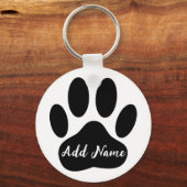 Dog Paw Print Aangepaste naam Sleutelhanger (Achterkant)