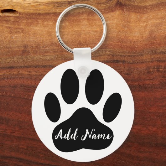 Dog Paw Print Aangepaste naam Sleutelhanger (Achterkant)
