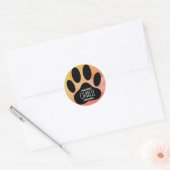 Dog Paw Print Aangepaste naam toevoegen Ronde Sticker (Envelop)