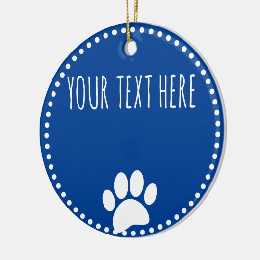 Dog Paw Print aangepaste tekst blauw Keramisch Ornament (Links)