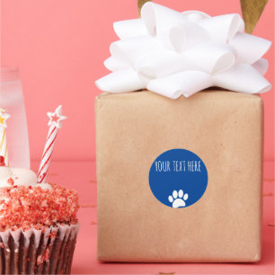 Dog Paw Print aangepaste tekst blauw Ronde Sticker