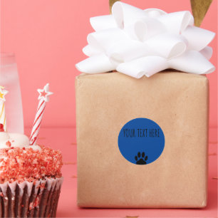 Dog Paw Print aangepaste tekst blauw Ronde Sticker