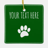Dog Paw Print Aangepaste Tekst Groen Keramisch Ornament (Voorkant)