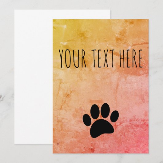 Dog Paw Print aangepaste tekst stijl Kaart (Voorkant / Achterkant)