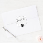 Dog Paw Print Aangepaste Tekst Wit Ronde Sticker (Envelop)