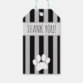 Dog Paw Print aangepaste tekst zwart en grijs Cadeaulabel (Voorkant)