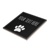 Dog Paw Print Aangepaste Tekst Zwart Tegeltje (Zijkant)
