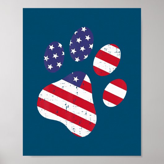 Dog Paw print American Flag USA Cute 4 juli (Voorkant)