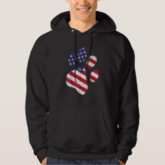 Dog Paw print Amerikaanse vlag Usa Cute 4 juli F Hoodie
