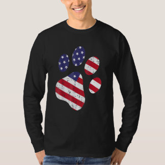 Dog Paw print Amerikaanse vlag Usa Cute 4 juli F T-shirt