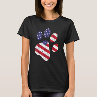 Dog Paw print Amerikaanse vlag Usa Cute 4 juli F T-shirt
