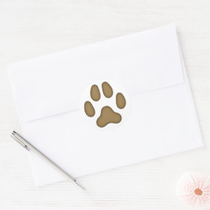 Dog Paw Print Animal (bruin) Ronde Sticker