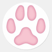 Dog Paw Print Animal (roze) Ronde Sticker (Voorkant)