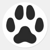 Dog Paw Print Animal (zwart) Ronde Sticker (Voorkant)