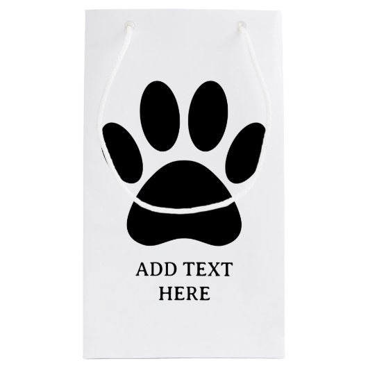 Dog Paw Print Art Zwart-wit Aangepaste tekst Klein Cadeauzakje (Achterkant)