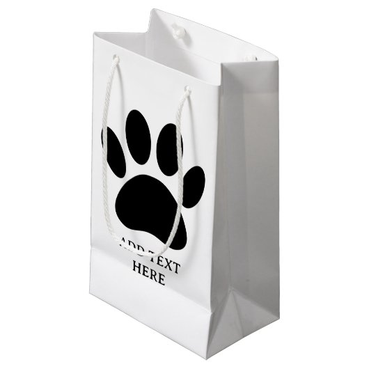 Dog Paw Print Art Zwart-wit Aangepaste tekst Klein Cadeauzakje (Voorkant Gekanteld)