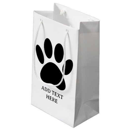 Dog Paw Print Art Zwart-wit Aangepaste tekst Klein Cadeauzakje (Achterkant Gekanteld)