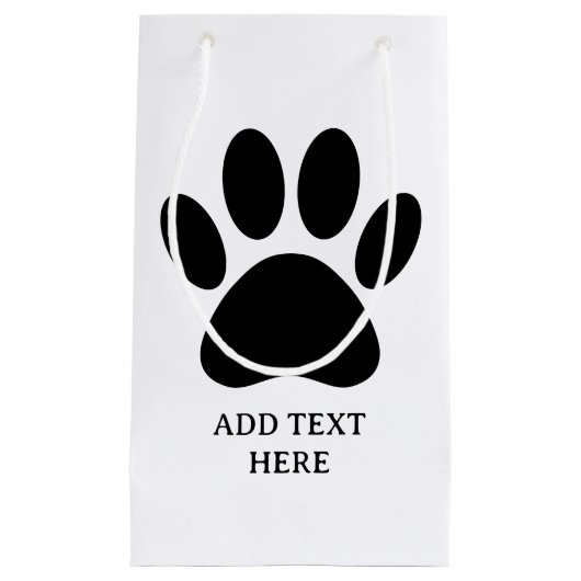 Dog Paw Print Art Zwart-wit Aangepaste tekst Klein Cadeauzakje (Voorkant)