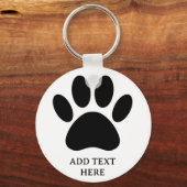 Dog Paw Print Art Zwart-wit Aangepaste tekst Sleutelhanger (Voorkant)