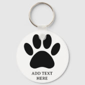 Dog Paw Print Art Zwart-wit Aangepaste tekst Sleutelhanger (Achterkant)