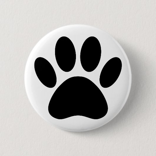 Dog Paw Print Art Zwart-wit Ronde Button 5,7 Cm (Voorkant)