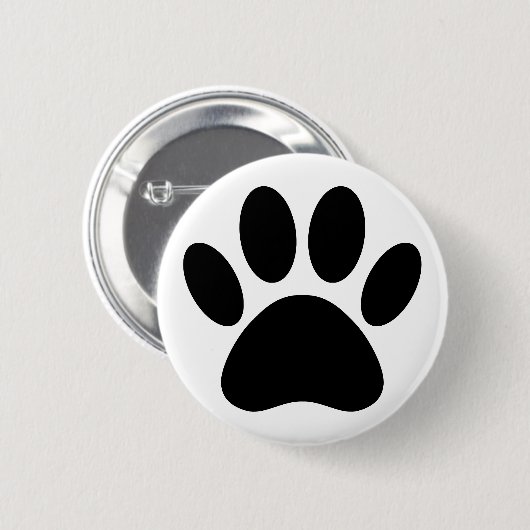 Dog Paw Print Art Zwart-wit Ronde Button 5,7 Cm (Voorkant /achterkant)