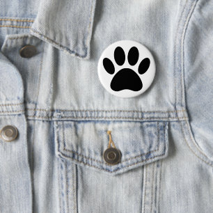 Dog Paw Print Art Zwart-wit Ronde Button 5,7 Cm