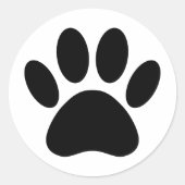 Dog Paw Print Art Zwart-wit Ronde Sticker (Voorkant)