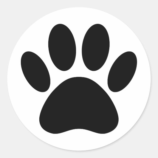 Dog Paw Print Art Zwart-wit Ronde Sticker (Voorkant)