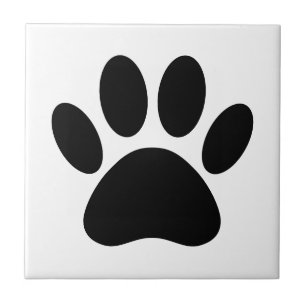 Dog Paw Print Art Zwart-wit Tegeltje
