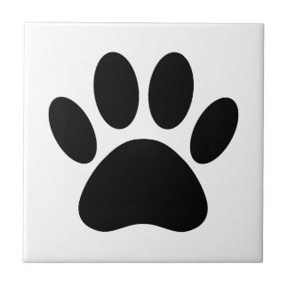 Dog Paw Print Art Zwart-wit Tegeltje