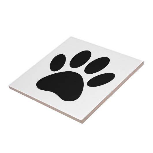 Dog Paw Print Art Zwart-wit Tegeltje (Zijkant)