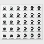 Dog Paw Print Black and White Cadeaupapier (Vlak)