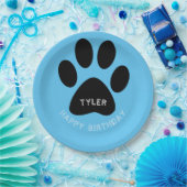 Dog Paw Print Blue Birthday Party Papieren Bordje (Feest)