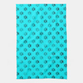 Dog Paw Print Blue Blauwgroen Aqua Background Meta Theedoek (Verticaal)