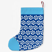 Dog Paw Print Blue Top Kerstmis stoppen Kleine Kerstsok (Achterkant)