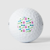 Dog Paw Print Bone Woof Patroon Roze Golfballen (Voorkant)