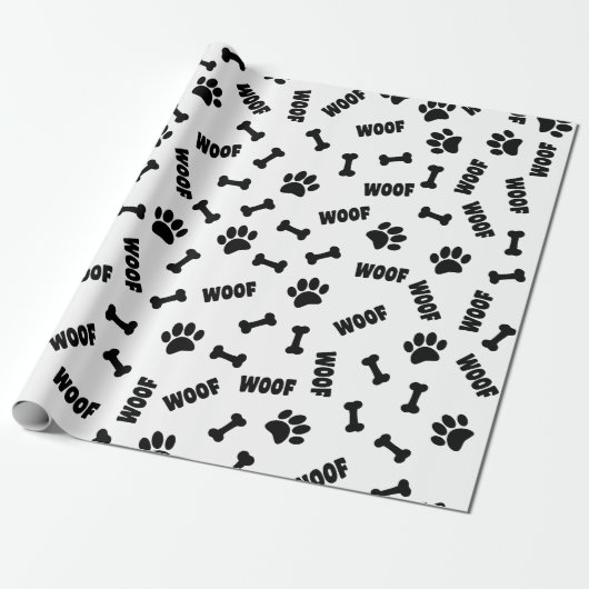 Dog Paw print Botten en woofs op maat Cadeaupapier (Uitgerold)