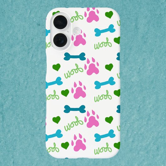 Dog Paw Print Botten Harten Woof Roze Blauw Groen Case-Mate iPhone Case