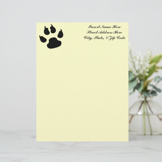 Dog Paw Print Briefhoofd Ontwerp (Staand voorkant)