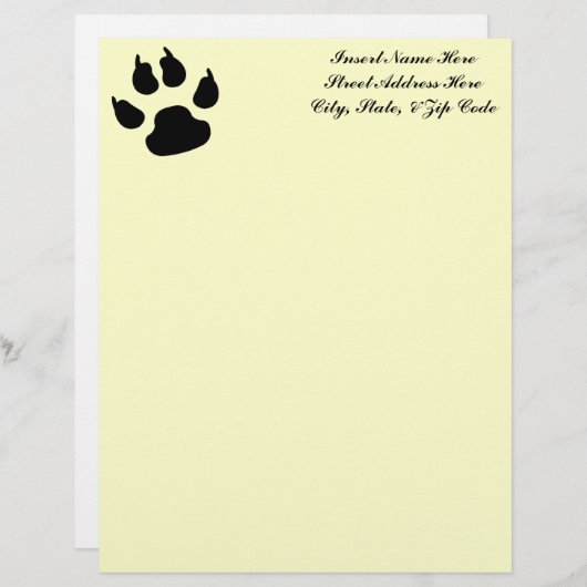 Dog Paw Print Briefhoofd Ontwerp (Voorkant / Achterkant)