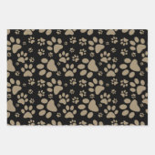 Dog Paw Print Brown en Black Inpakpapier Vel (Voorkant 2)