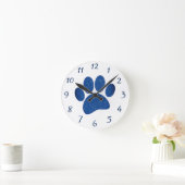 Dog Paw Print Cartoon Oud Papier Print Ronde Klok (Huis)