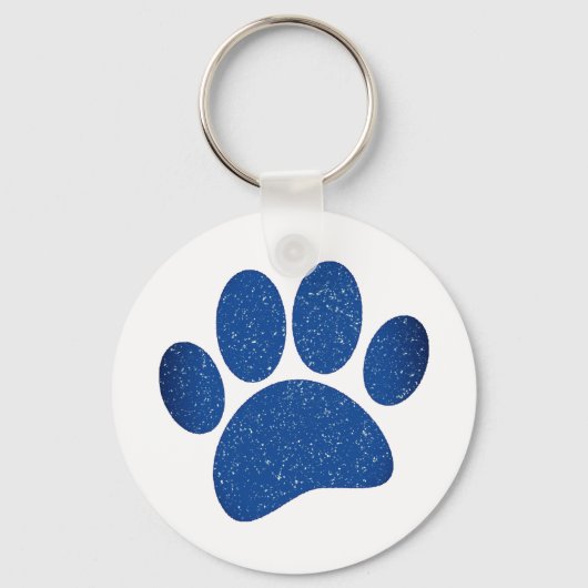 Dog Paw Print Cartoon Oud Papier Print Sleutelhanger (Voorkant)