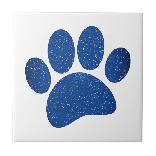 Dog Paw Print Cartoon Oud Papier Print Tegeltje (Voorkant)