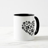 Dog Paw Print Coffee-Mok, Dog Paw Print Hart mok (Voorkant rechts)