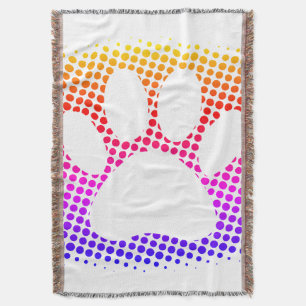 Dog Paw Print Colorful Halftone Background Deken