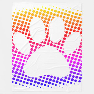 Dog Paw Print Colorful Halftone Background Fleece Deken