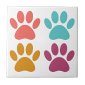 Dog Paw Print Cool Colors Tegeltje (Voorkant)