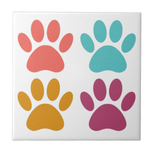 Dog Paw Print Cool Colors Tegeltje